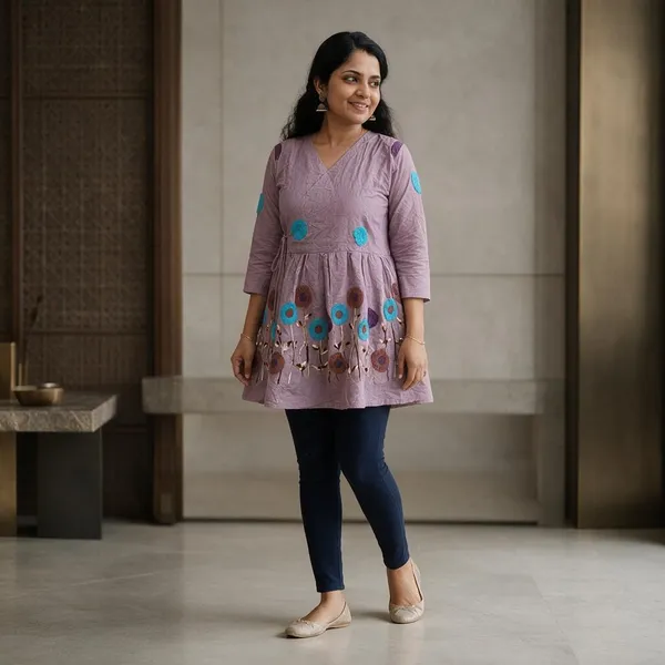 Purple_Cotton_Premium_Short_Kurta_For_Women