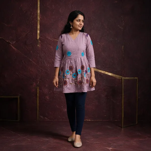 Purple_Cotton_Premium_Short_Kurta_For_Women