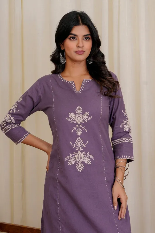 Mauve_Purple_Cotton_Kurta_and_Pant_Set_with_White_Floral_Embroidered