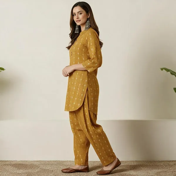 Yellow_Cotton_Premium_Co-Ord_Set_For_Women