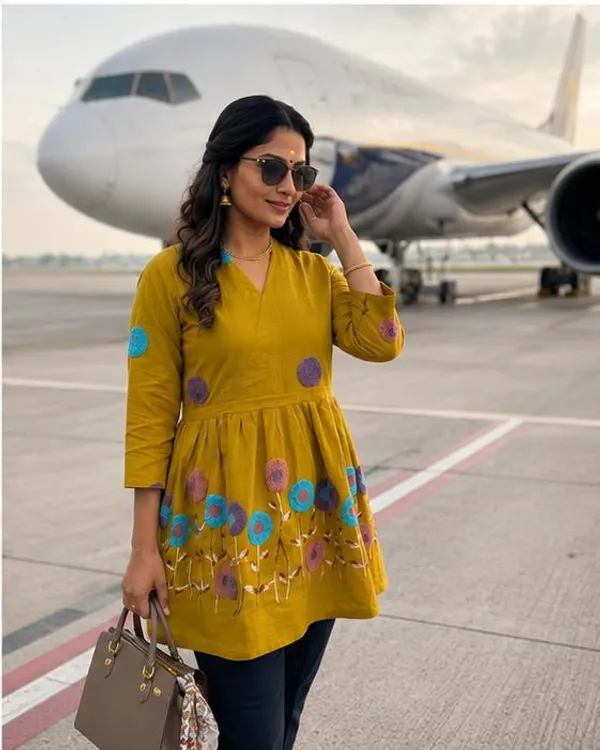 Yellow_Cotton_Premium_Short_Kurta_For_Women