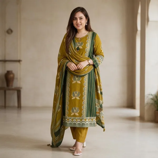 Multicolor_Cotton_Premium_Kurta_Pant_Set_With_Dupatta_For_Women