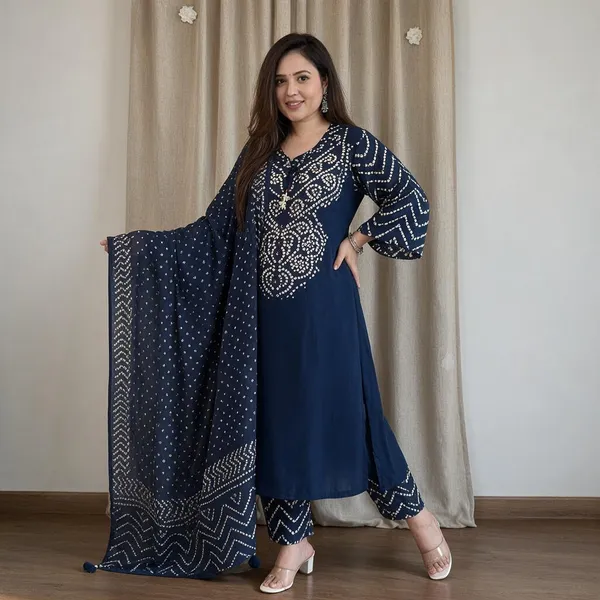 Navy_Blue_Cotton_Premium_Cotton_Kurta_Set_For_Women