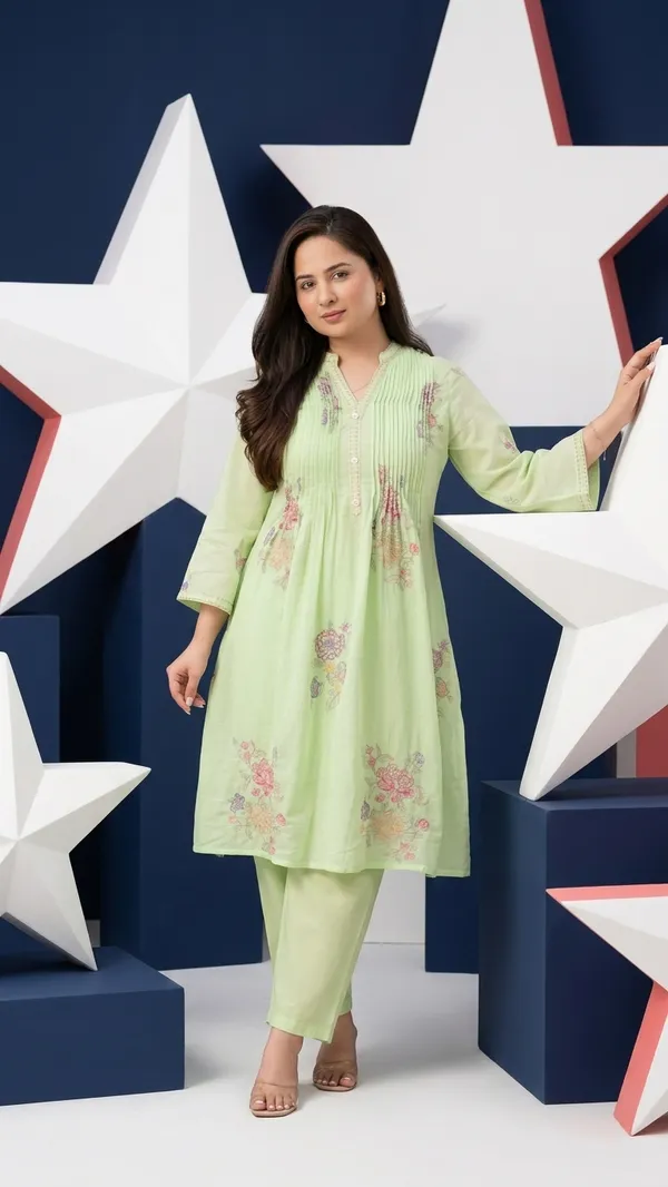 Pastel_Green_Cotton_Premium_Kurta_Set_For_Women