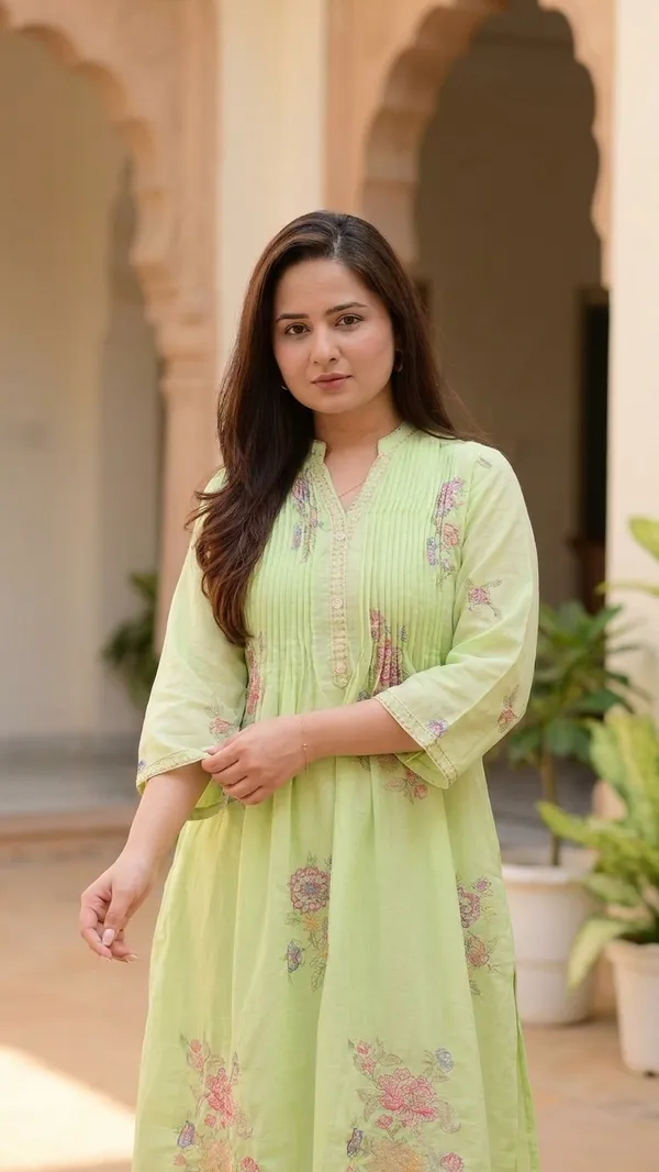Pastel_Green_Cotton_Premium_Kurta_Set_For_Women