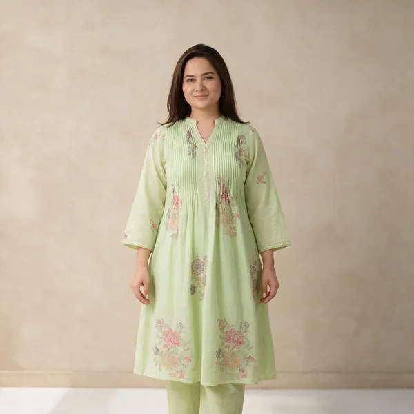 Pastel_Green_Cotton_Premium_Kurta_Set_For_Women