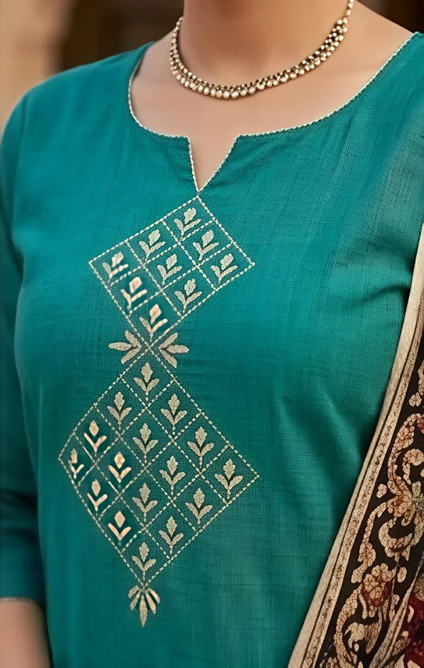 Persian_Green_Cotton_Premium_Cotton_Kurta_Set_For_Women
