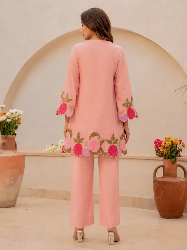 Pink_Floral_Embroidered_Cotton_Co-Ord_Set_With_Pants_for_Women