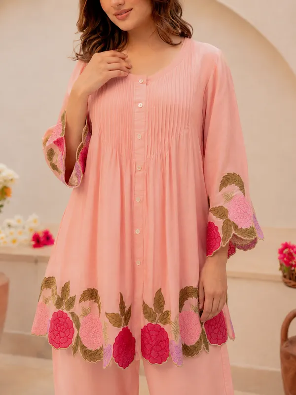 Pink_Floral_Embroidered_Cotton_Co-Ord_Set_With_Pants_for_Women