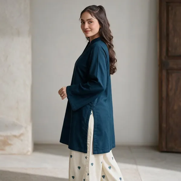 Teal_Blue_Cotton_Premium_Co-Ord_Set_For_Women