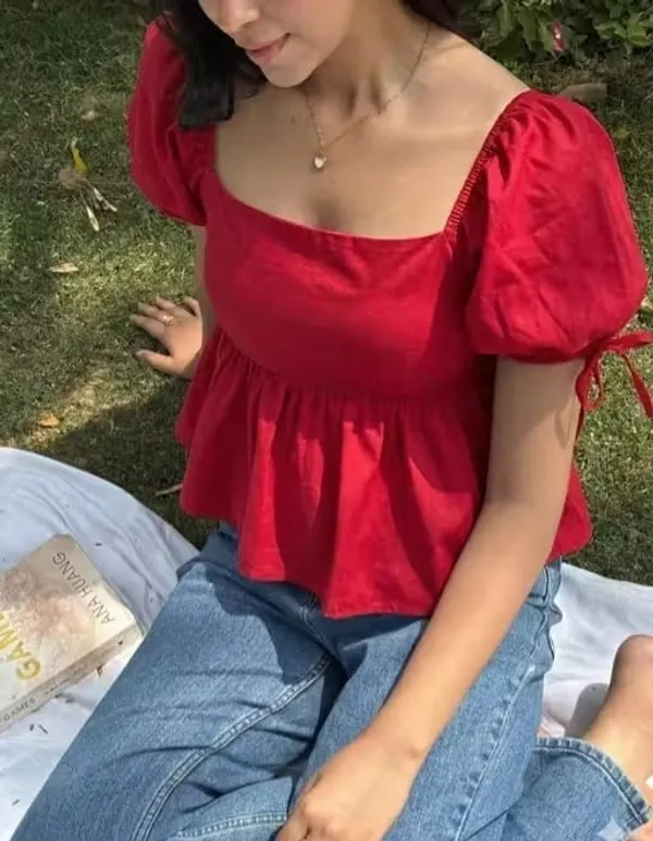 Red_Cotton_Premium_Top_For_Women