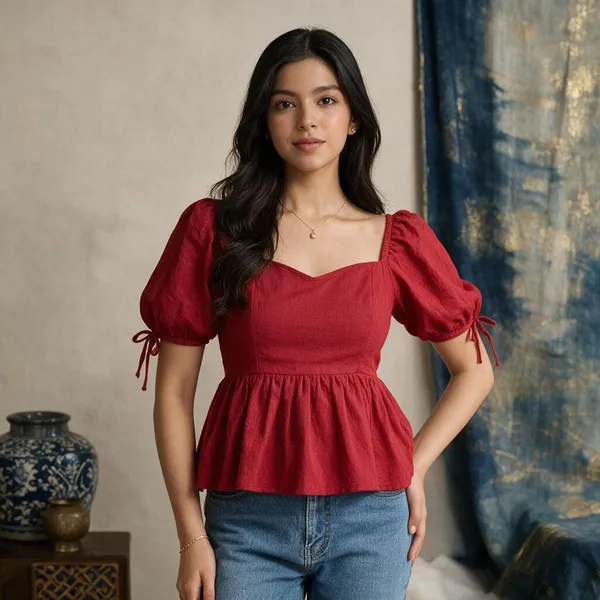Red_Cotton_Premium_Top_For_Women