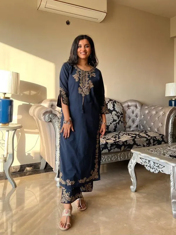 Royal_Blue_Cotton_Premium_Cotton_Kurta_Set_For_Women