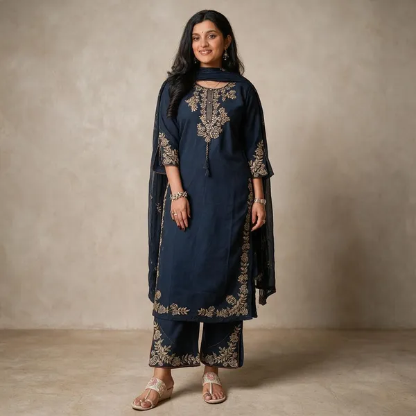 Royal_Blue_Cotton_Premium_Cotton_Kurta_Set_For_Women