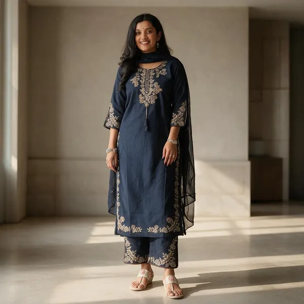 Royal_Blue_Cotton_Premium_Cotton_Kurta_Set_For_Women
