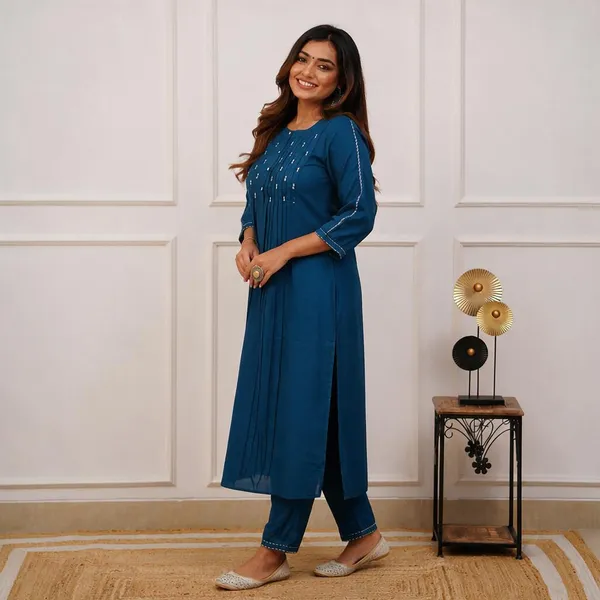 Blue_Cotton_Premium_Kurta_And_Pant_Set_For_Women