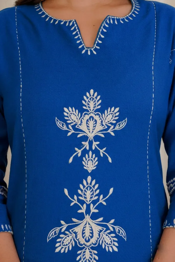 Royal_Blue_Cotton_Kurta_and_Pant_Set_with_White_Floral_Embroidered