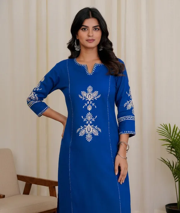 Blue_Cotton_Premium_Cotton_Kurta_Set_For_Women