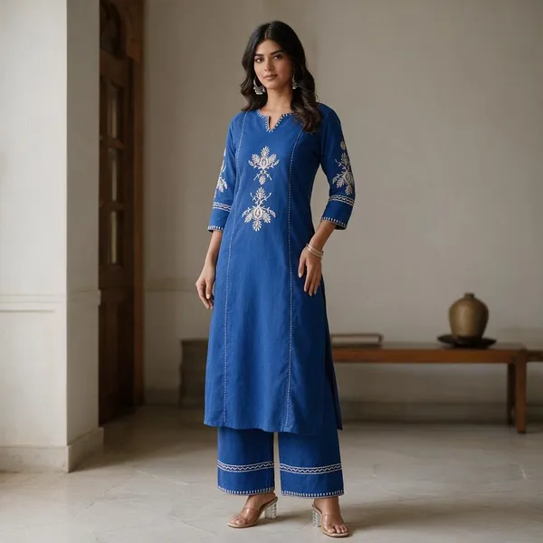 Blue_Cotton_Premium_Cotton_Kurta_Set_For_Women