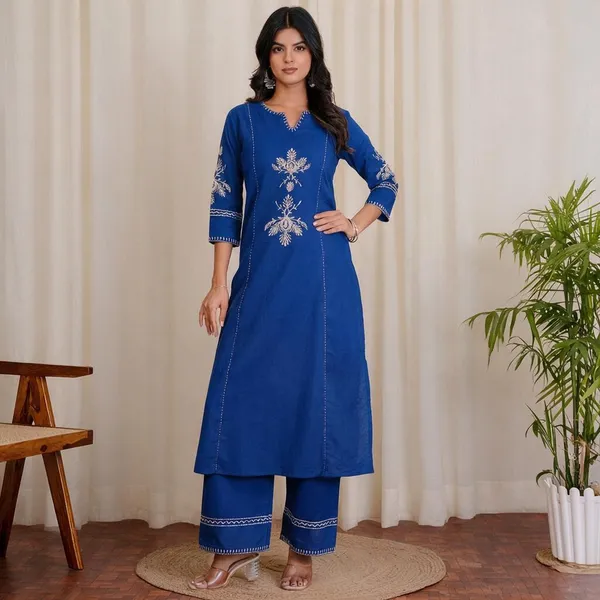Blue_Cotton_Premium_Cotton_Kurta_Set_For_Women