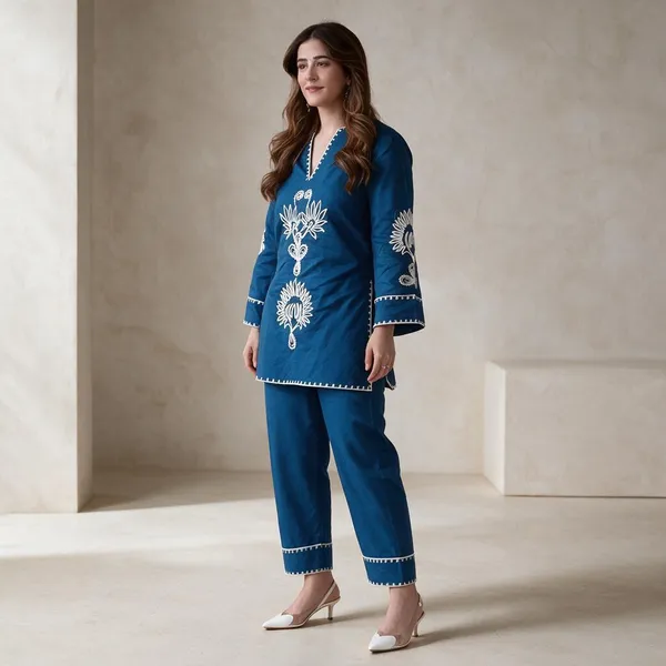 Blue_Cotton_Premium_Co-Ord_Set_For_Women