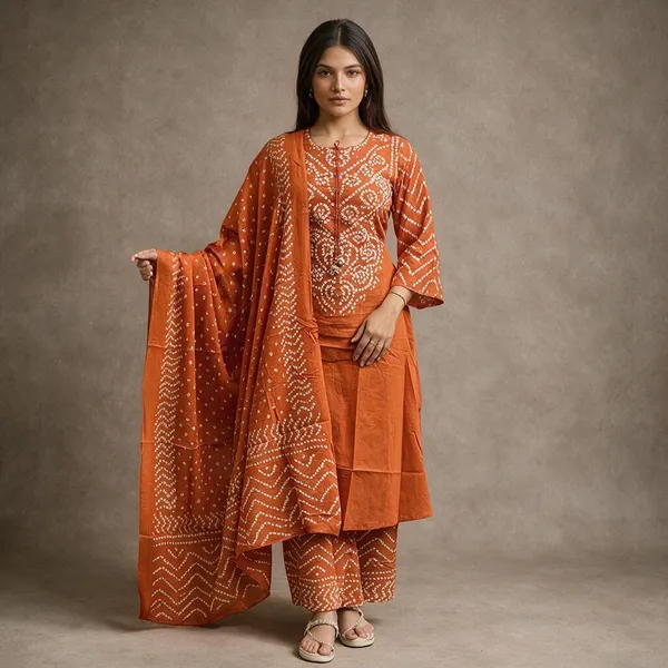 Rust_Orange_Cotton_Premium_Kurta_Set_With_Dupatta_For_Women