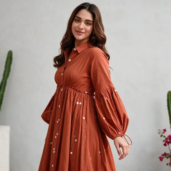 Orange_Cotton_Premium_Dress_For_Women