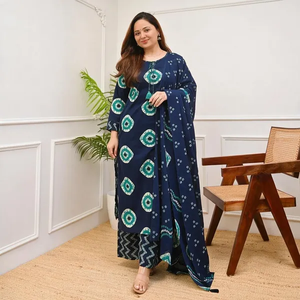 Multicolor_Cotton/Rayon_Blend-50%_Cotton_And_50%_Rayon_Premium_Cotton_Kurta_Set_For_Women