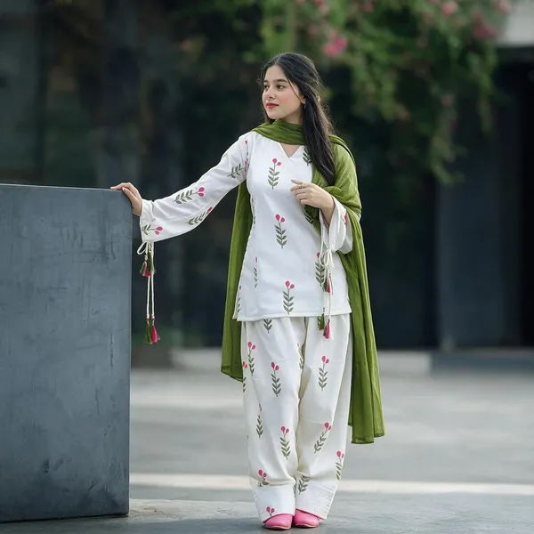 Multicolor_Cotton_Premium_Kurta_Pant_Set_With_Dupatta_For_Women