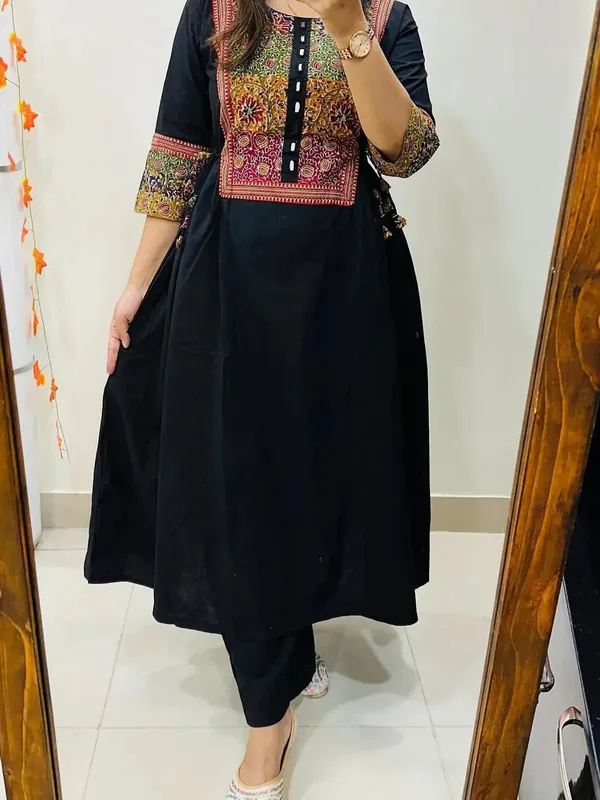 Women’s_Black_Embroidered_Cotton_Anarkali_Kurta_Pant_Set