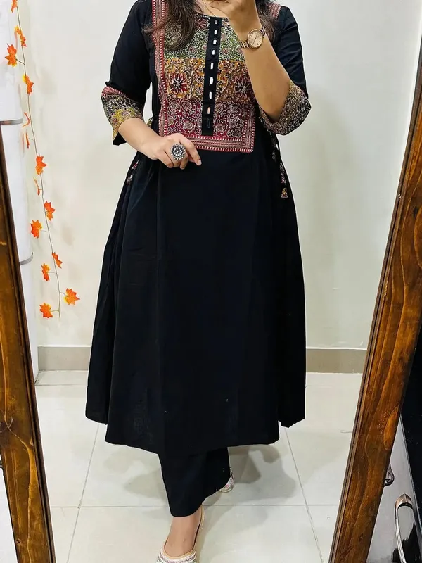 Women’s_Black_Embroidered_Cotton_Anarkali_Kurta_Pant_Set