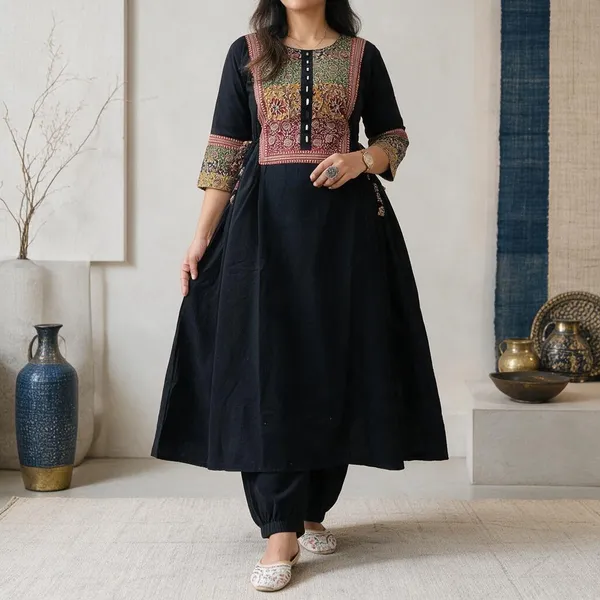 Black_Cotton_Premium_Kurta_And_Pant_Set_For_Women