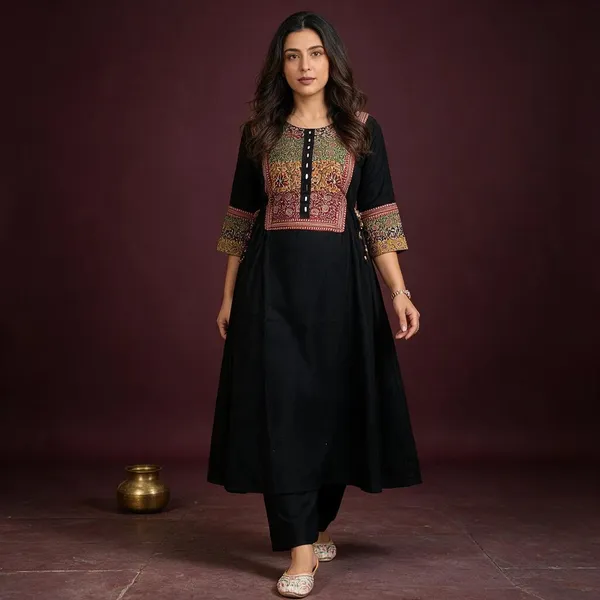 Black_Cotton_Premium_Kurta_And_Pant_Set_For_Women
