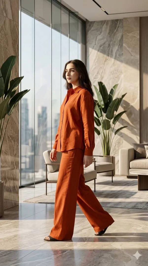 Women's_Rust_Orange_Cotton_Co-Ord_Set