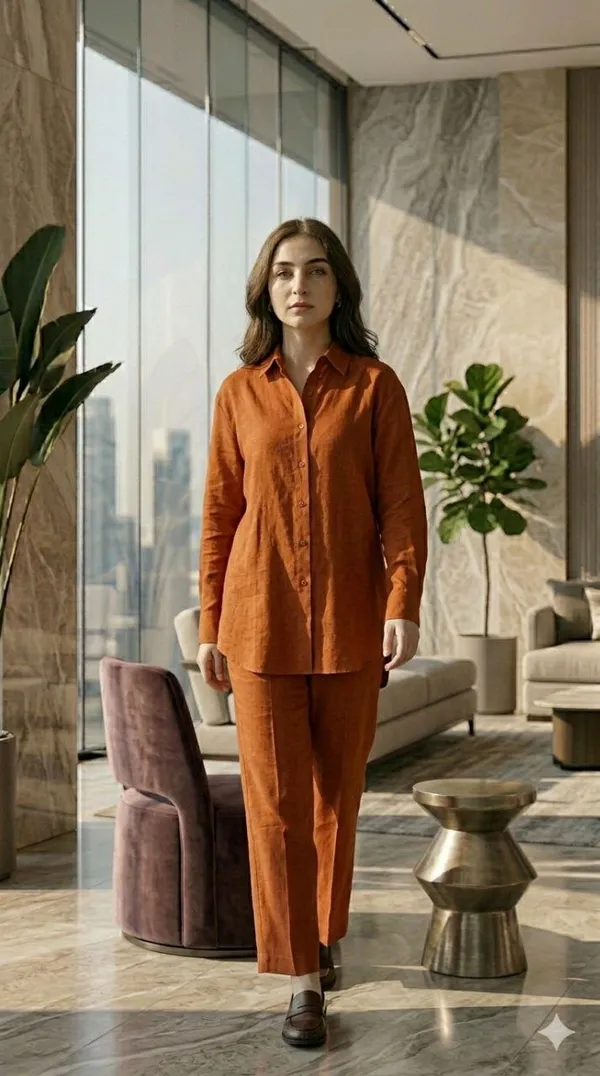 Women's_Rust_Orange_Cotton_Co-Ord_Set