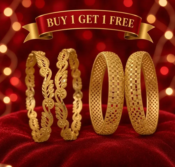 Buy_1_Get_1_Free_Gold_Metal_Floral_and_Gold_Textured_Bangles_For_Women