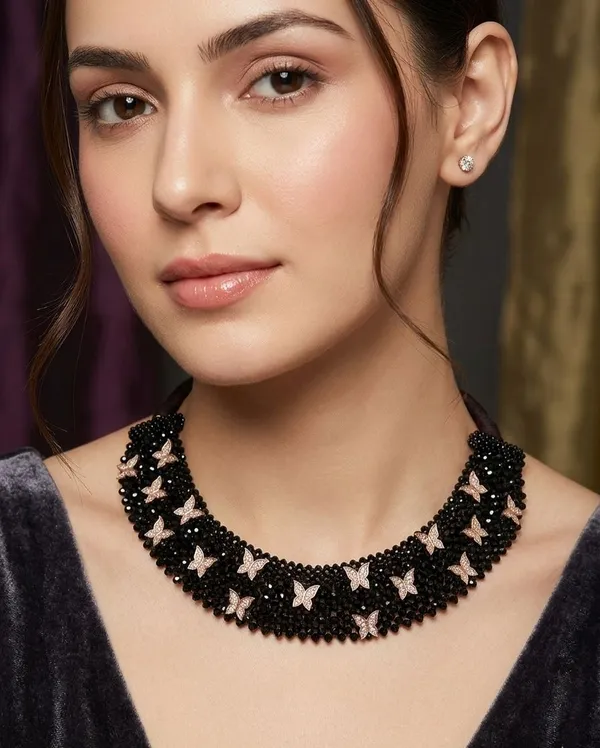 Black_Beaded_Butterfly_Statement_Necklace_For_Women