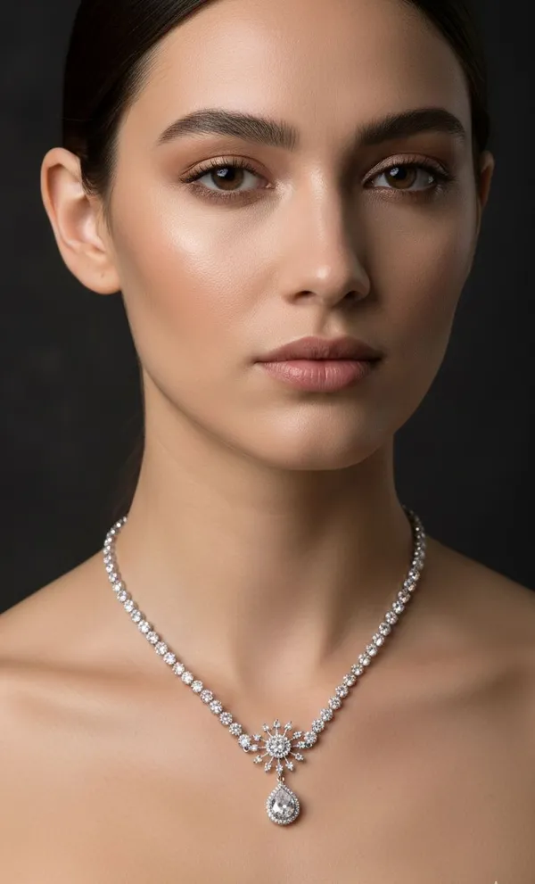 Silver_Crystal_Floral_Pendant_Necklace_For_Women