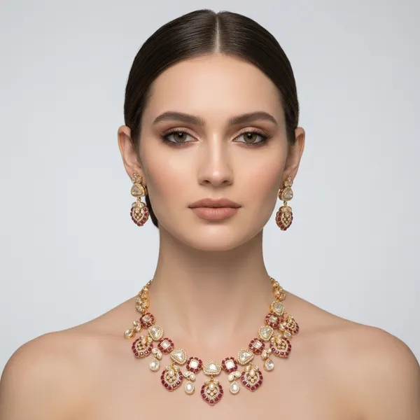 Gold_Kundan_Ruby_Stone_Bridal_Necklace_And_Earrings_Set_For_Women