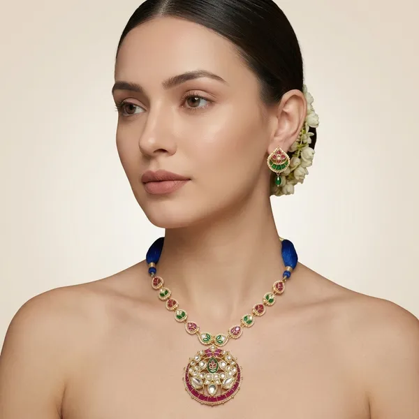 Multicolor_Enamel_Pendant_Necklace_And_Earrings_Set_For_Women