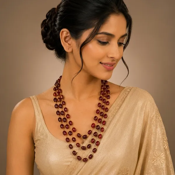 Maroon_Beaded_Multi_Layer_Necklace_For_Women