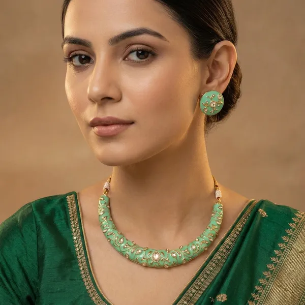 Green_Kundan_Enamel_Meenakari_Choker_Necklace_Set_For_Women