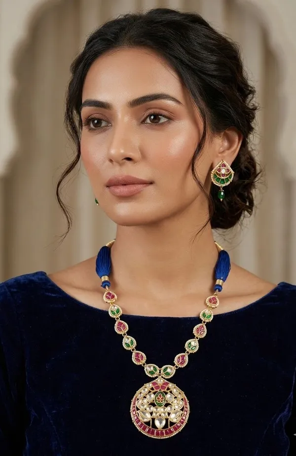 Multicolor_Kundan_Meenakari_Necklace_And_Earrings_Set_For_Women