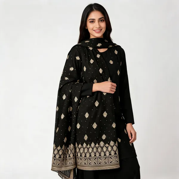 Black_Premium_Silk_Unstitched_Suit_Set_For_Women