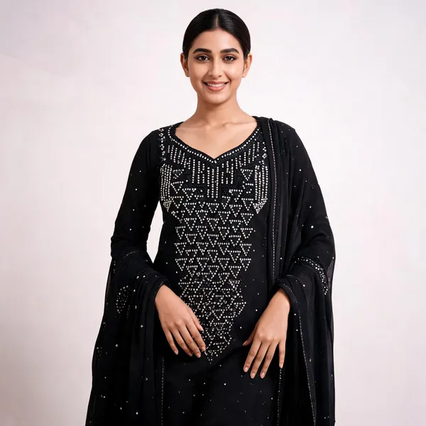 Black_Premium_Crepe_Silk_Unstitched_Suit_Set_For_Women