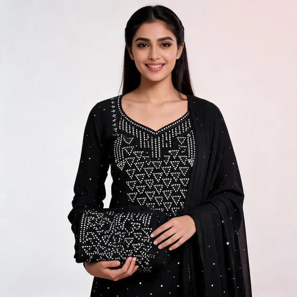 Black_Premium_Crepe_Silk_Unstitched_Suit_Set_For_Women