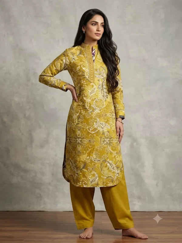 Mustard_Yellow_Premium_Silk_Unstitched_Suit_Set_For_Women