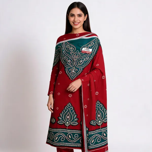 Red_Premium_Cotton_Unstitched_Suit_Set_For_Women