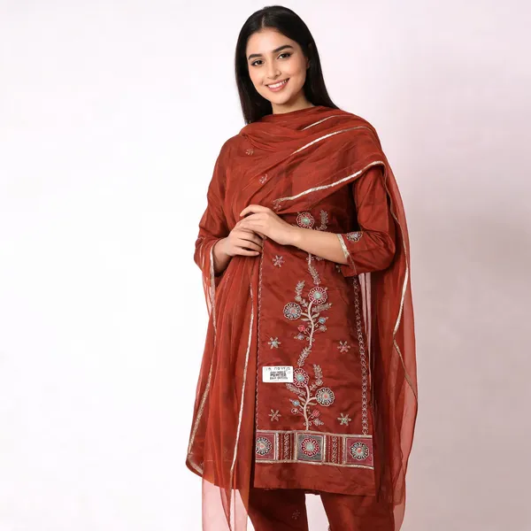 Maroon_Premium_Silk_Unstitched_Suit_Set_For_Women