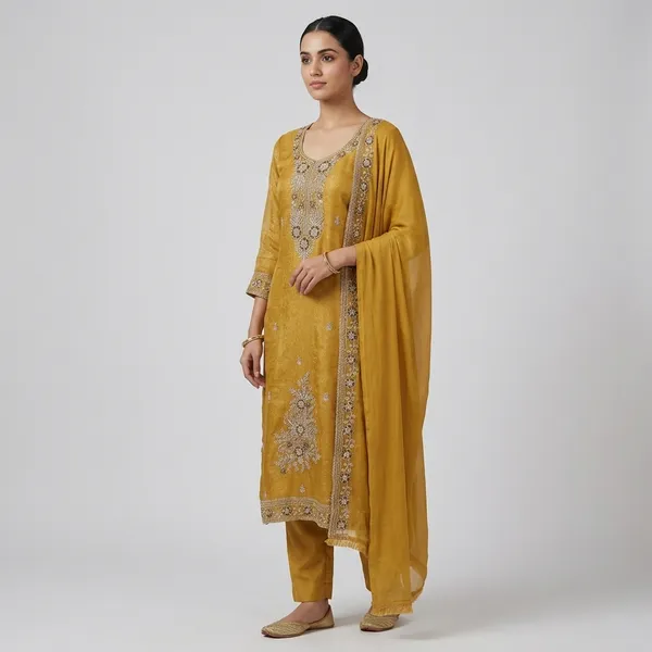 Mustard_Premium_Jacquard_Unstitched_Suit_Set_For_Women